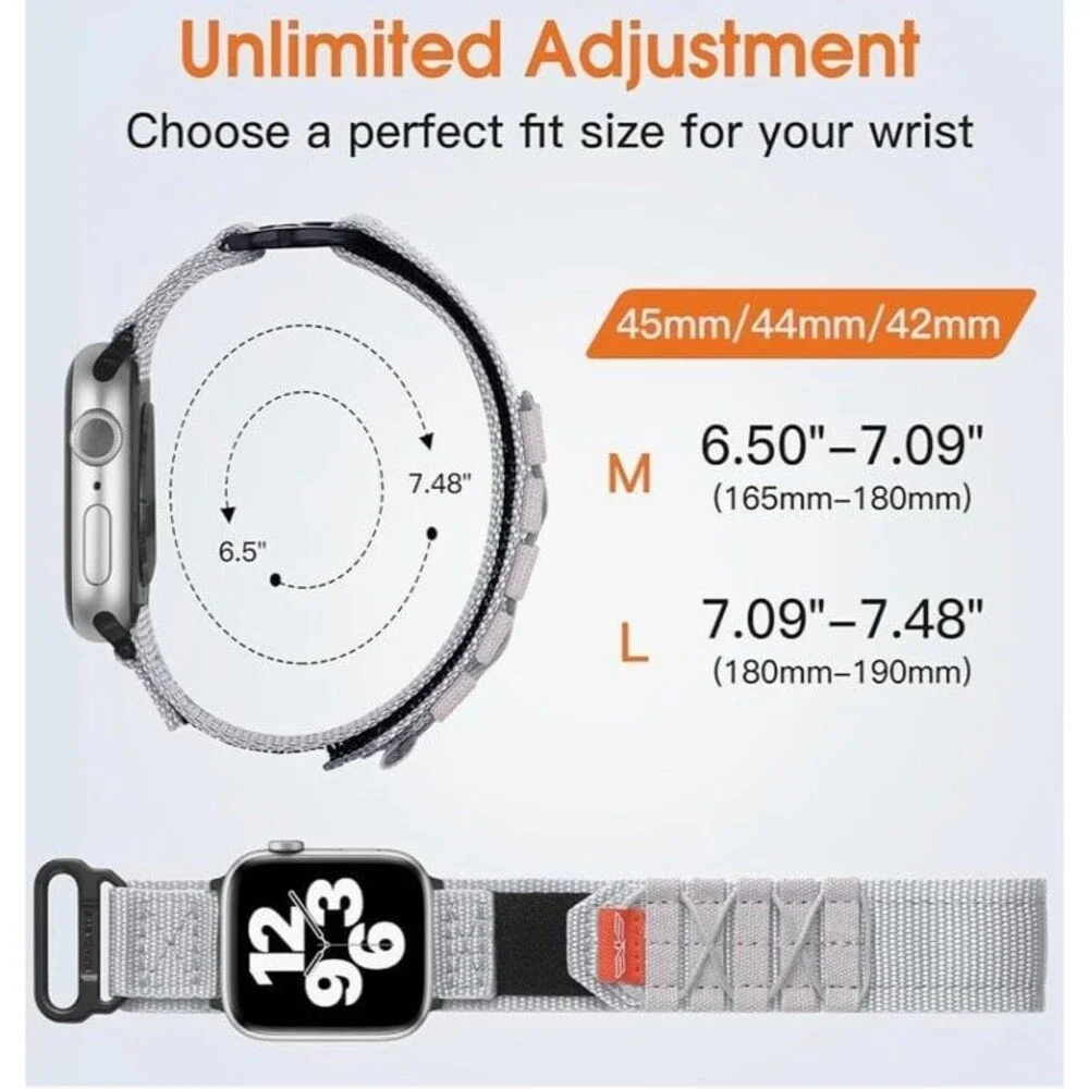 Bandletic R-Nylon Band Compatible with Apple Watch Bands 44mm 45mm 46mm 49mm 42m
